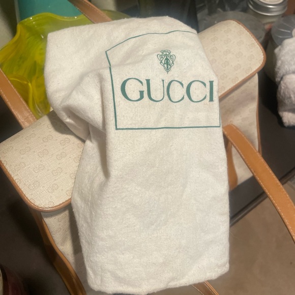 1980S GUCCI BAG GG CANVAS & LEATHER HANDBAG SATCHEL W TOP HANDLES - Picture 13 of 15